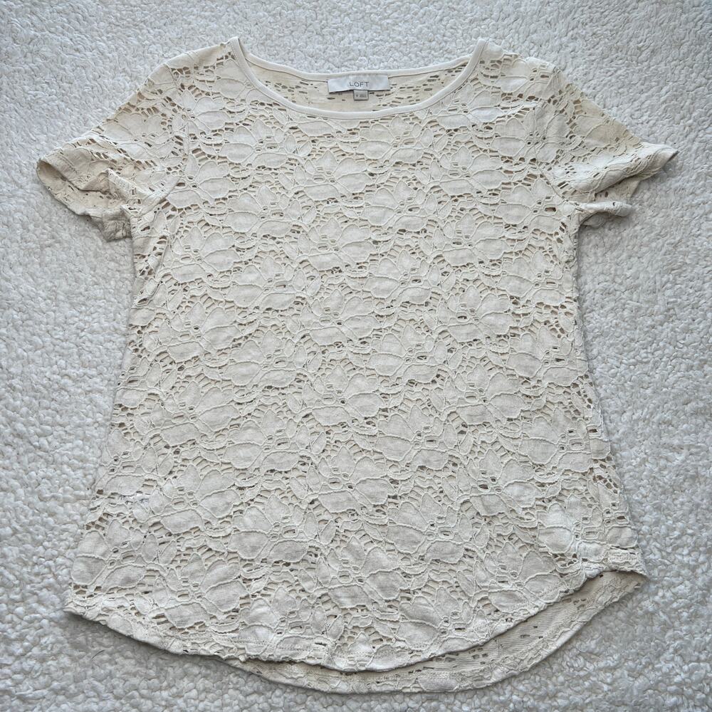 Loft Cream Lace Top Medium